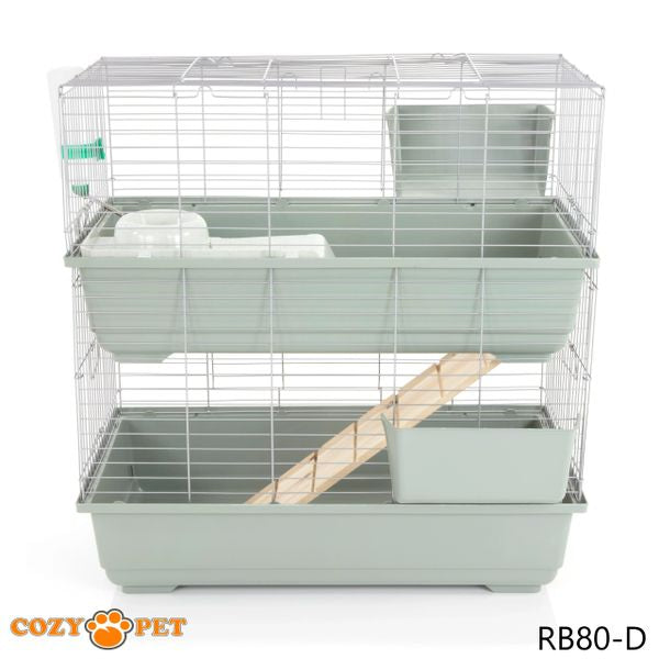 Rabbit Guinea Pig Indoor Cage 2-Tier by Cozy Pet 80cm for Rat, Chinchilla, Small Animals Hutch Model: RB80-D