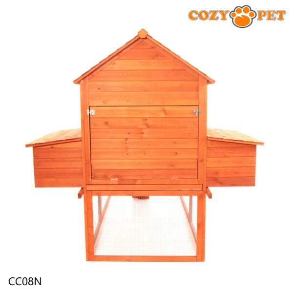 Chicken Coop with Extended Run by Cozy Pet in Natural Wood with Extended Run Rabbit Hutch Model CC08N + CC08N-Ext - Big Discount - B Grade Product