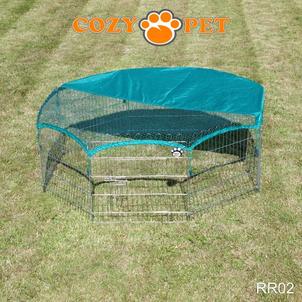 Rabbit Run 8 Panel Galvanised Playpen with Sunshade by Cozy Pet Model RR02