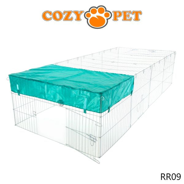 Rabbit Run 2.85m Long with Roof and Sunshade Galvanised Rectangular by Cozy Pet Model RR09