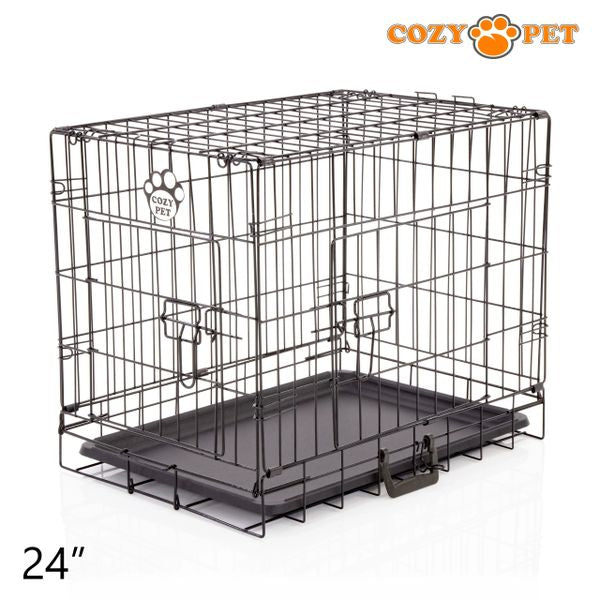 24" Cozy Pet Dog Cage in Black with ABS Tray - DCP24B - Customer Return 35% Discount