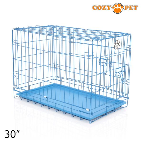 30" Cozy Pet Dog Cage in Blue with ABS Tray - DCP30BL