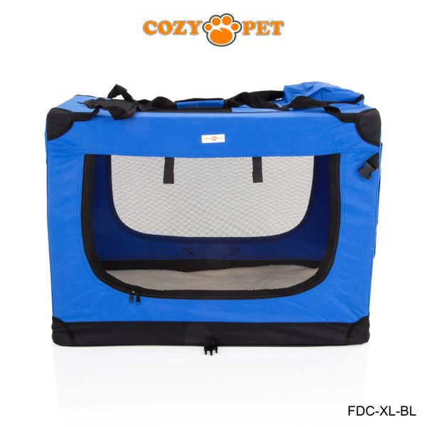 Fabric Dog Crate 90cm Blue by Cozy Pet Puppy Carrier Cat Travel Cage Rabbit Model: FDC-XL-BL - RET - Customer Return 30% Discount.