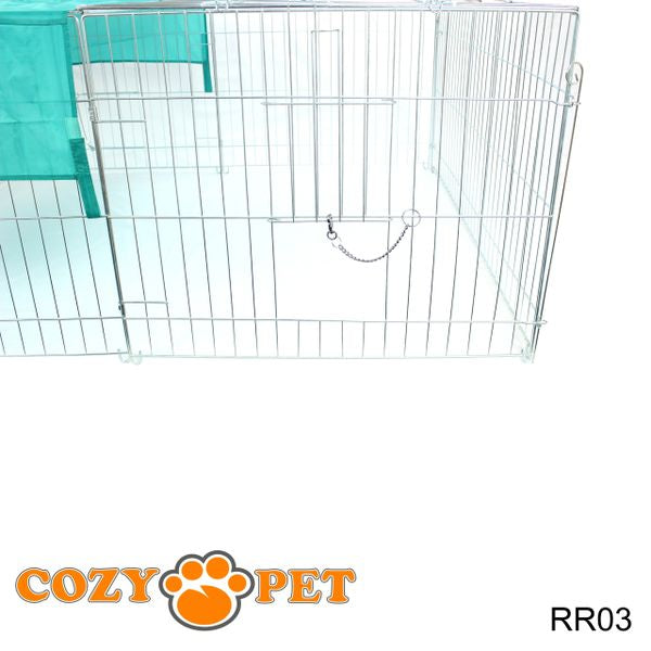 Rabbit Run 1.44m Long with Roof and Sunshade Galvanised Rectangular by Cozy Pet Model RR03