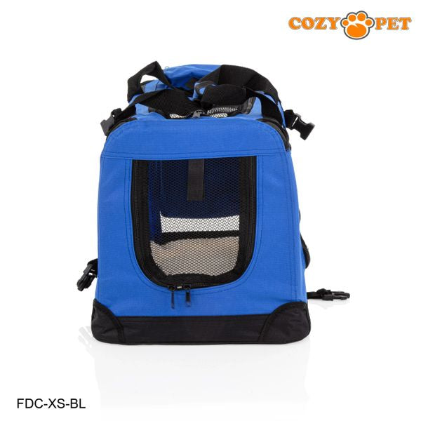 Fabric Dog Crate 50cm Blue by Cozy Pet Puppy Carrier Cat Travel Cage Rabbit Model: FDC-XS-BL