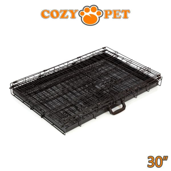 30" Cozy Pet Dog Cage in Black with Metal Tray - DC30B