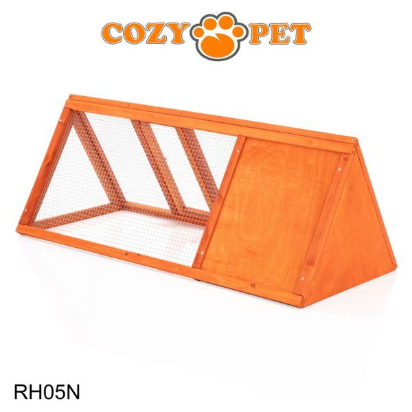 Rabbit Hutch with Run by Cozy Pet Triangular, Tortoise Run, Guinea Pig Hutch - Natural - RH05N