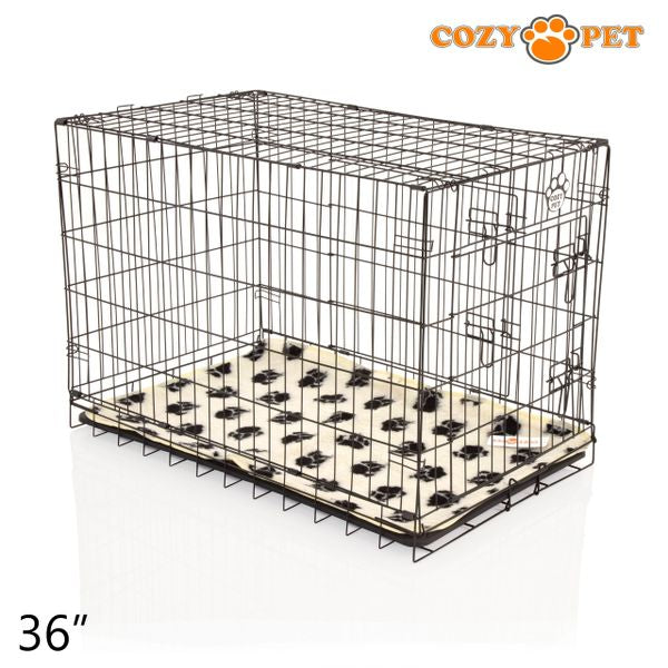 36" Cozy Pet Dog Cage in Black with ABS Tray and Tailored Vet Bed - DCP36B + VB36C