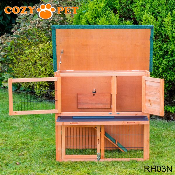 Rabbit Hutch 3ft by Cozy Pet with Cover - Natural - RH03N + RH03C