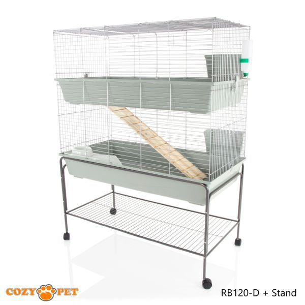 Rabbit Guinea Pig Indoor Cage 2-Tier with Stand by Cozy Pet 120cm for Rat, Chinchilla, Small Animals Hutch Model: RB120-D + RB120-ST