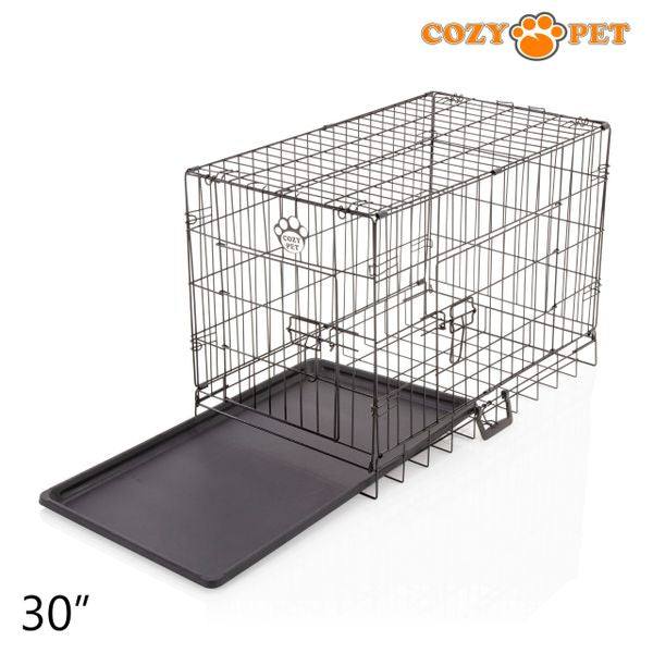 30" Cozy Pet Dog Cage in Black with ABS Tray - DCP30B