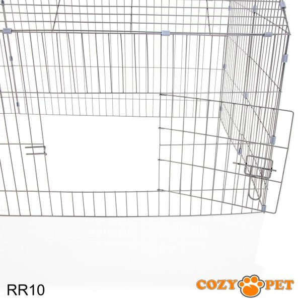 Rabbit Run with Pitched Roof and Sunshade Rectangular 1.8m Long by Cozy Pet Model RR10