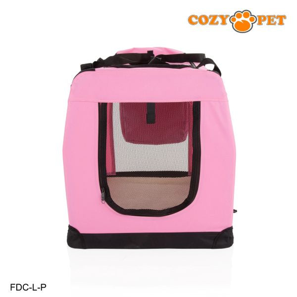 Fabric Dog Crate 82cm Pink by Cozy Pet Puppy Carrier Cat Travel Cage Rabbit Model: FDC-L-P