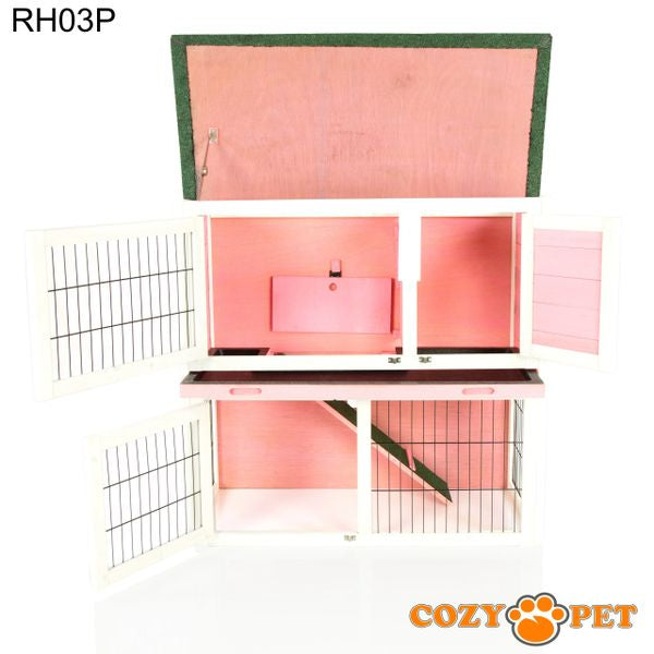 Rabbit Hutch 3ft by Cozy Pet with Cover - Pink - RH03P + RH03C