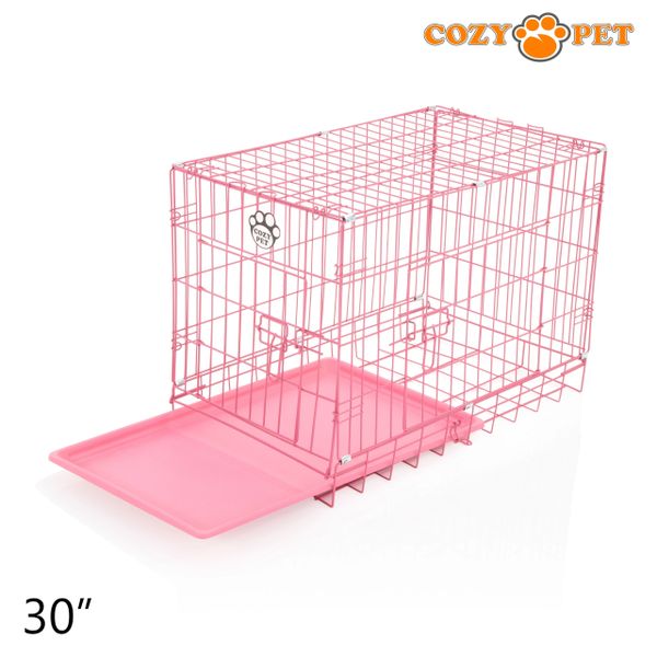 30" Cozy Pet Dog Cage in Pink with ABS Tray - DCP30P