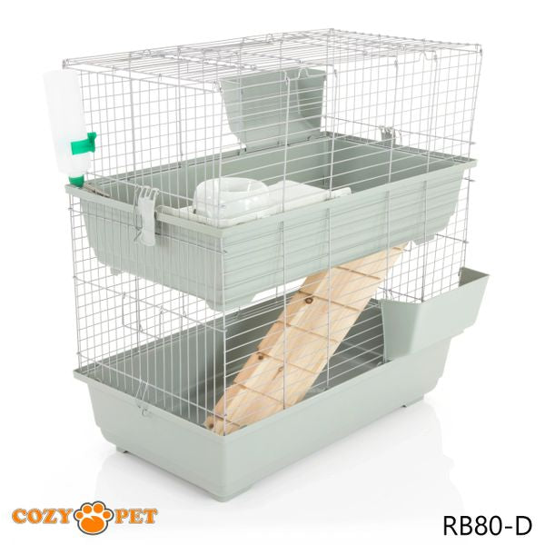 Rabbit Guinea Pig Indoor Cage 2-Tier by Cozy Pet 80cm for Rat, Chinchilla, Small Animals Hutch Model: RB80-D