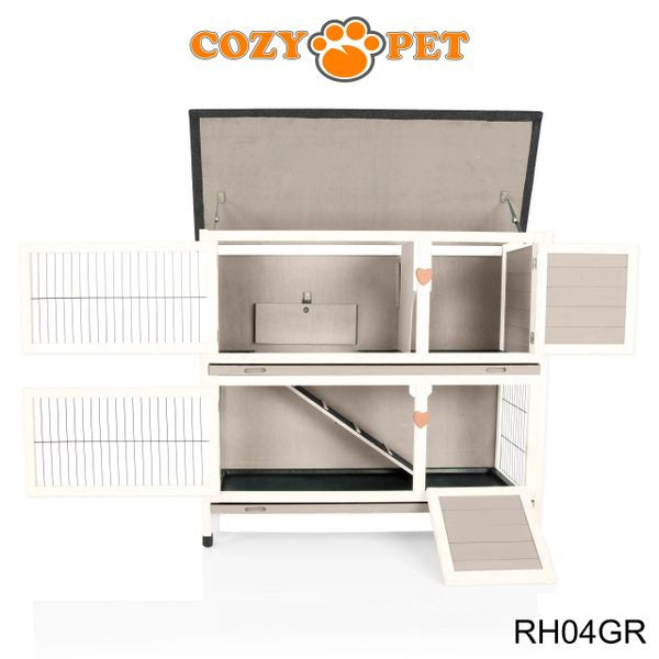 Rabbit Hutch 4ft by Cozy Pet with Cover - Grey - RH04GR + RH04C