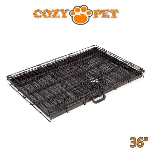 36" Cozy Pet Dog Cage in Black with metal Tray- DC36B