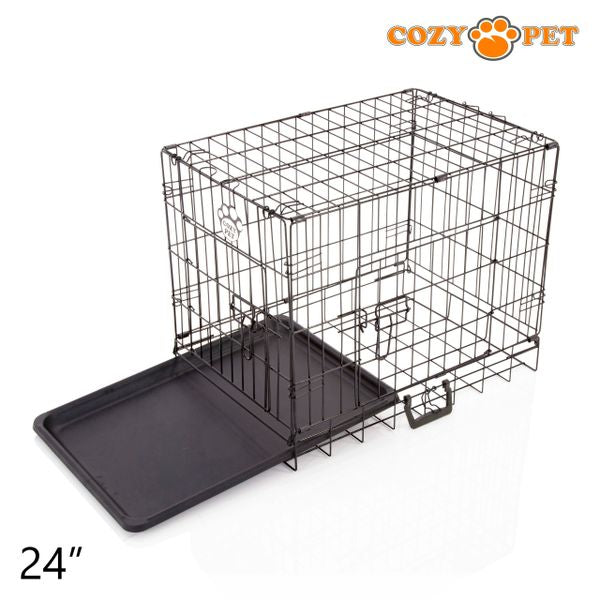 24" Cozy Pet Dog Cage in Black with ABS Tray - DCP24B - Customer Return 35% Discount