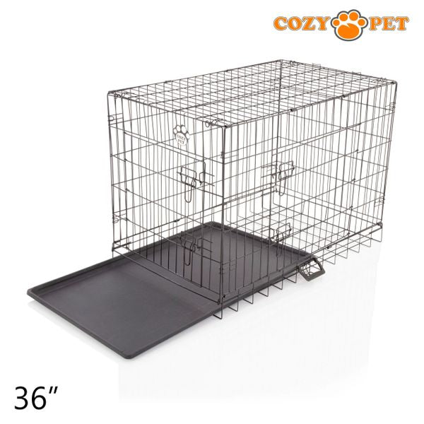 36" Cozy Pet Dog Cage in Black with ABS Tray - DCP36B