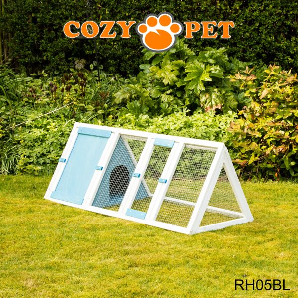 Rabbit Hutch with Run by Cozy Pet Triangular, Tortoise Run, Guinea Pig Hutch - Blue - RH05BL