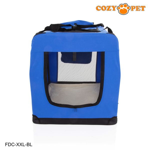 Fabric Dog Crate 101cm Blue by Cozy Pet Puppy Carrier Cat Travel Cage Rabbit Model: FDC-XXL-BL