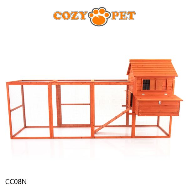 Chicken Coop with Run by Cozy Pet in Natural Wood Rabbit Hutch Model CC08N - Big Discount - B Grade Product