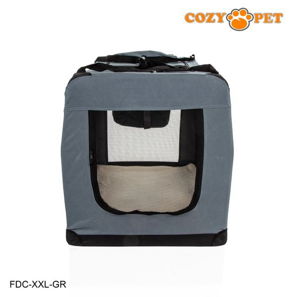 Fabric Dog Crate 101cm Grey by Cozy Pet Puppy Carrier Cat Travel Cage Rabbit Model: FDC-XXL-GR