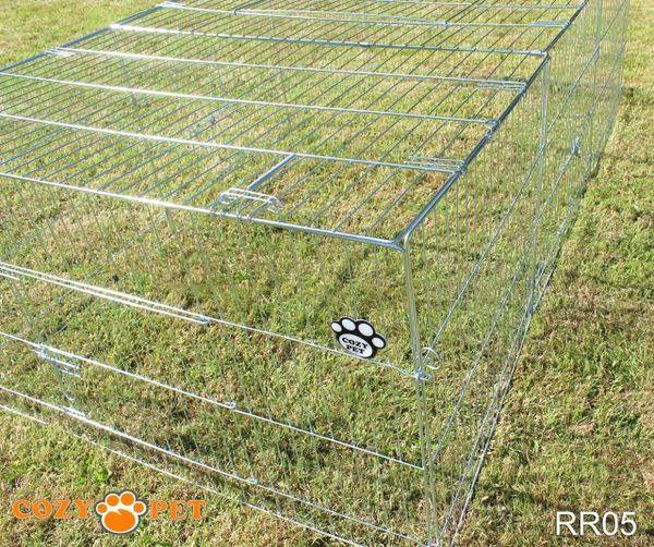 Rabbit Run 2.15m Long with Roof and Sunshade Galvanised Rectangular by Cozy Pet Model RR05