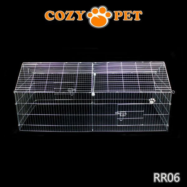 Rabbit Run with Pitched Roof and Sunshade Galvanised Rectangular 1.8m Long by Cozy Pet Model RR06 - Customer Return 35% Discount.