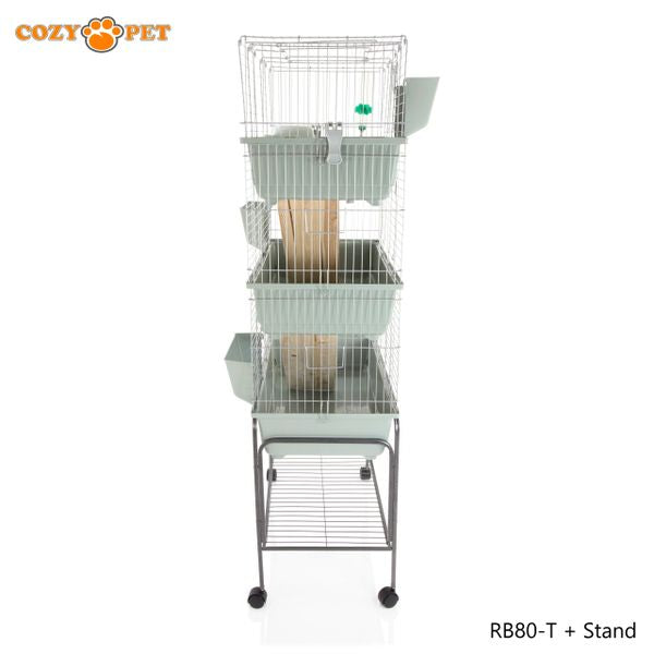 Rabbit Guinea Pig Indoor Cage 3-Tier with Stand by Cozy Pet 80cm for Rat, Chinchilla, Small Animals Hutch Model: RB80-T + RB80-ST