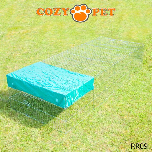 Rabbit Run 2.85m Long with Roof and Sunshade Galvanised Rectangular by Cozy Pet Model RR09