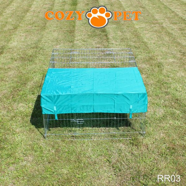 Rabbit Run 1.44m Long with Roof and Sunshade Galvanised Rectangular by Cozy Pet Model RR03