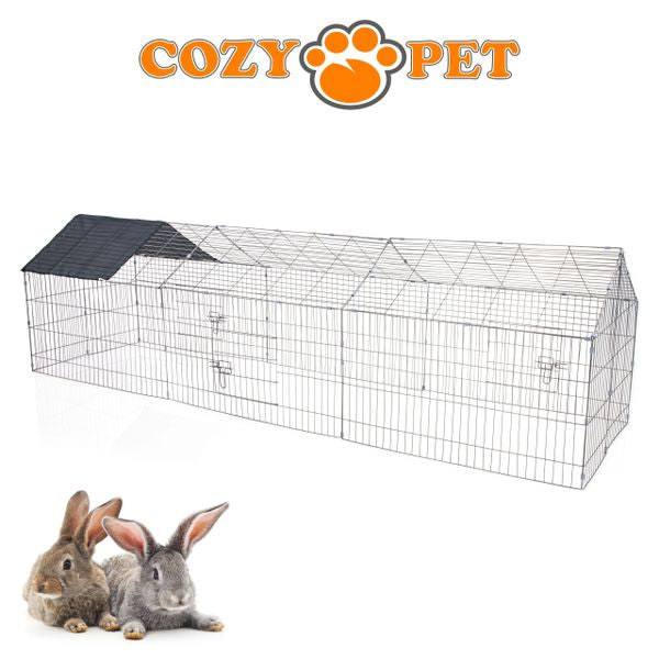 Rabbit Run with Pitched Roof and Sunshade Rectangular 2.7m Long by Cozy Pet Model RR11