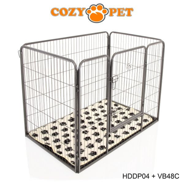 Heavy Duty Playpen with ABS Tray and Vet Bed by Cozy Pet Model HDDP04 + VB48C