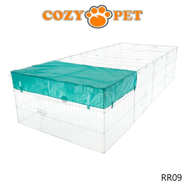 Rabbit Run 2.85m Long with Roof and Sunshade Galvanised Rectangular by Cozy Pet Model RR09