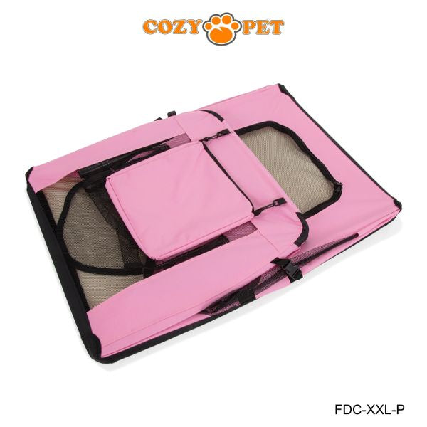 Fabric Dog Crate 101cm Pink by Cozy Pet Puppy Carrier Cat Travel Cage Rabbit Model: FDC-XXL-P