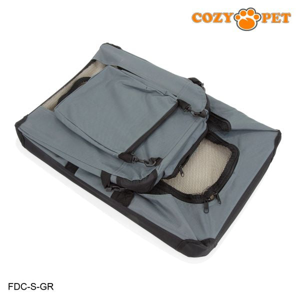 Fabric Dog Crate 60cm Grey by Cozy Pet Puppy Carrier Cat Travel Cage Rabbit Model: FDC-S-GR - RET - Customer Return 30% Discount.