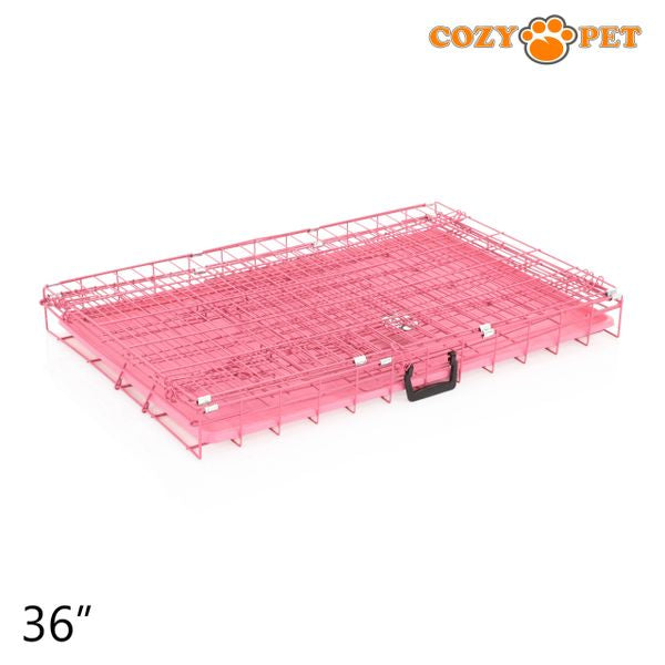 36" Cozy Pet Dog Cage in Pink with ABS Tray and Vet Bed - DCP36P + VB36C