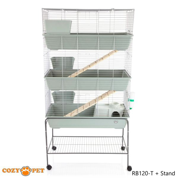 Rabbit Guinea Pig Indoor Cage 3-Tier with Stand by Cozy Pet 120cm for Rat, Chinchilla, Small Animals Hutch Model: RB120-T + RB120-ST