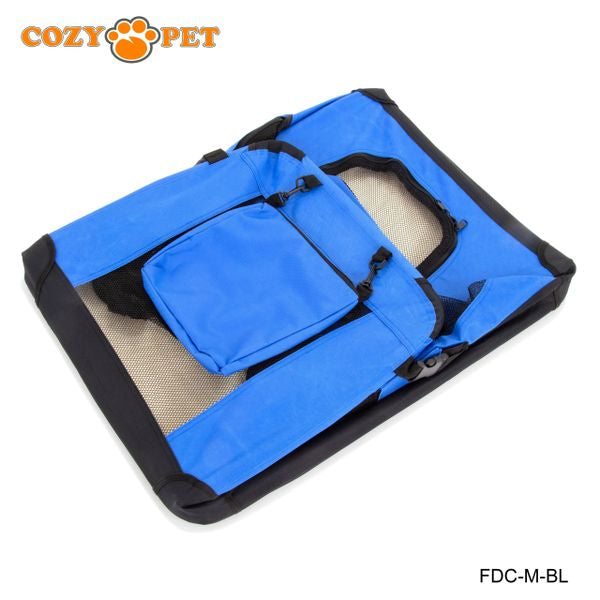 Fabric Dog Crate 70cm Blue by Cozy Pet Puppy Carrier Cat Travel Cage Rabbit Model: FDC-M-BL - RET - Customer Return 30% Discount.