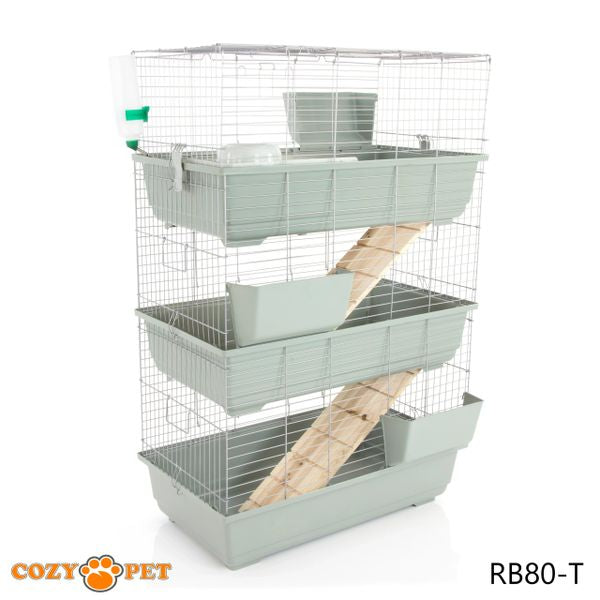 Rabbit Guinea Pig Indoor Cage 3-Tier by Cozy Pet 80cm for Rat, Chinchilla, Small Animals Hutch Model: RB80-T