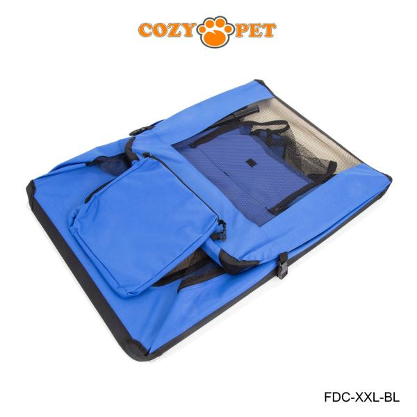 Fabric Dog Crate 101cm Blue by Cozy Pet Puppy Carrier Cat Travel Cage Rabbit Model: FDC-XXL-BL