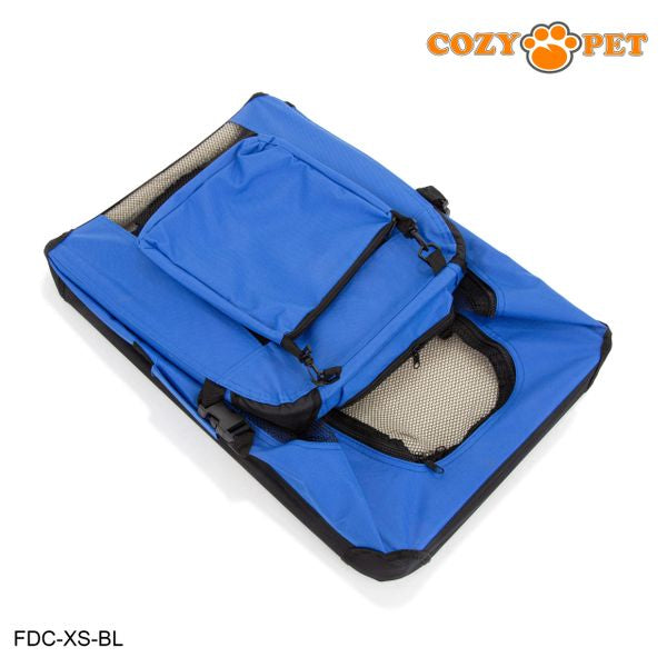 Fabric Dog Crate 50cm Blue by Cozy Pet Puppy Carrier Cat Travel Cage Rabbit Model: FDC-XS-BL