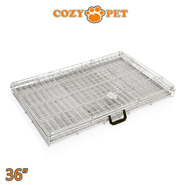 36" Cozy Pet Dog Cage in Light Grey with Metal Tray - DC36G