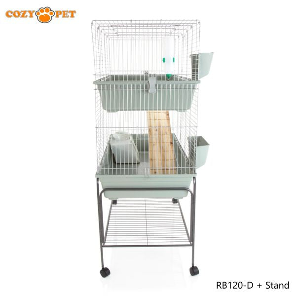 Rabbit Guinea Pig Indoor Cage 2-Tier with Stand by Cozy Pet 120cm for Rat, Chinchilla, Small Animals Hutch Model: RB120-D + RB120-ST