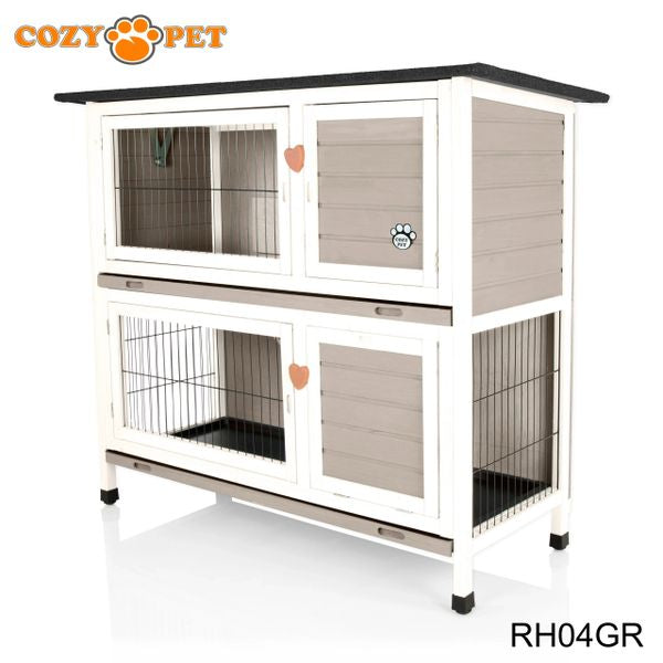 Rabbit Hutch 4ft by Cozy Pet with Cover - Grey - RH04GR + RH04C