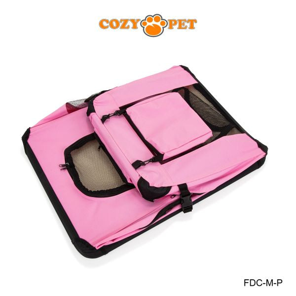 Fabric Dog Crate 70cm Pink by Cozy Pet Puppy Carrier Cat Travel Cage Rabbit Model: FDC-M-P