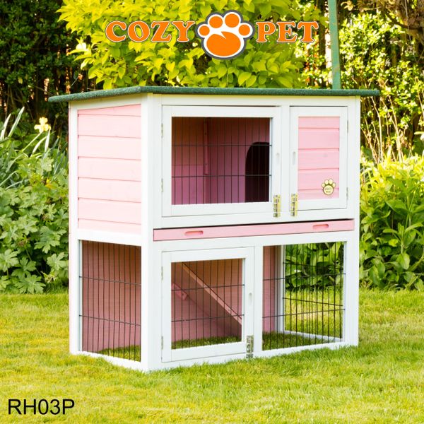 Rabbit Hutch 3ft by Cozy Pet with Cover - Pink - RH03P + RH03C