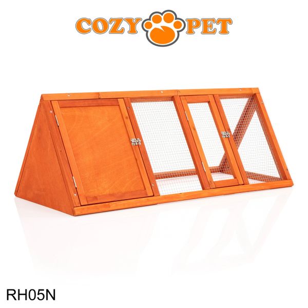 Rabbit Hutch with Run by Cozy Pet Triangular, Tortoise Run, Guinea Pig Hutch - Natural - RH05N